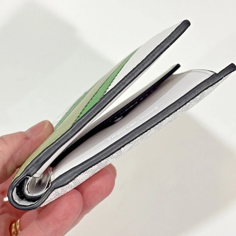 Michael Kors Cooper Logo and Striped Billfold White Palm Green Unisex Wallet - Picture 11 of 12